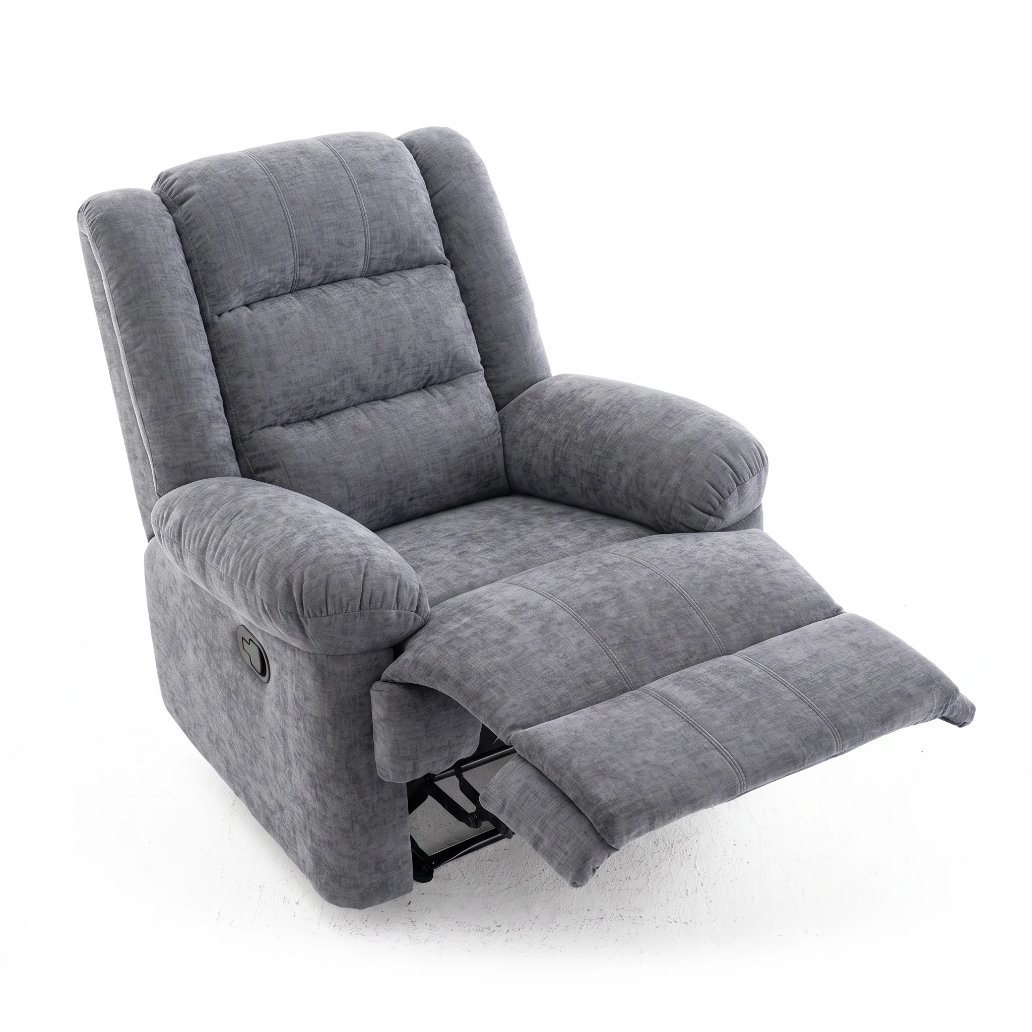 Manuális fekvőfotel, relax fotelágy zsenília szürke szövet (JN-R8053A51)