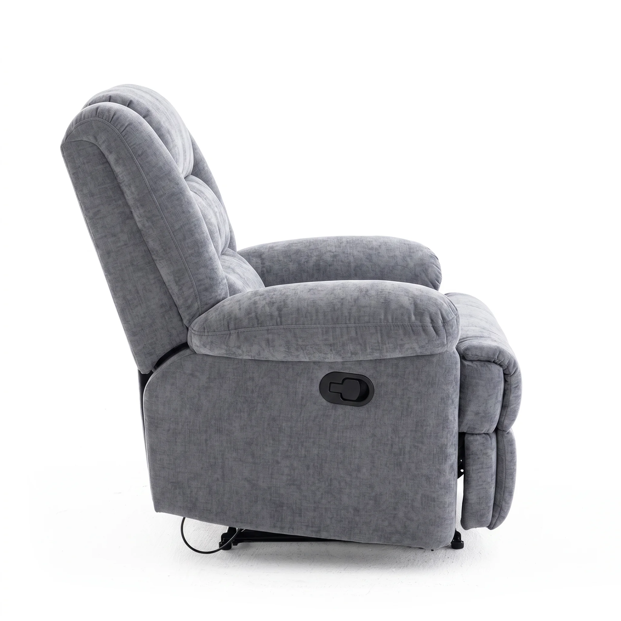Manuális fekvőfotel, relax fotelágy zsenília szürke szövet (JN-R8053A51)