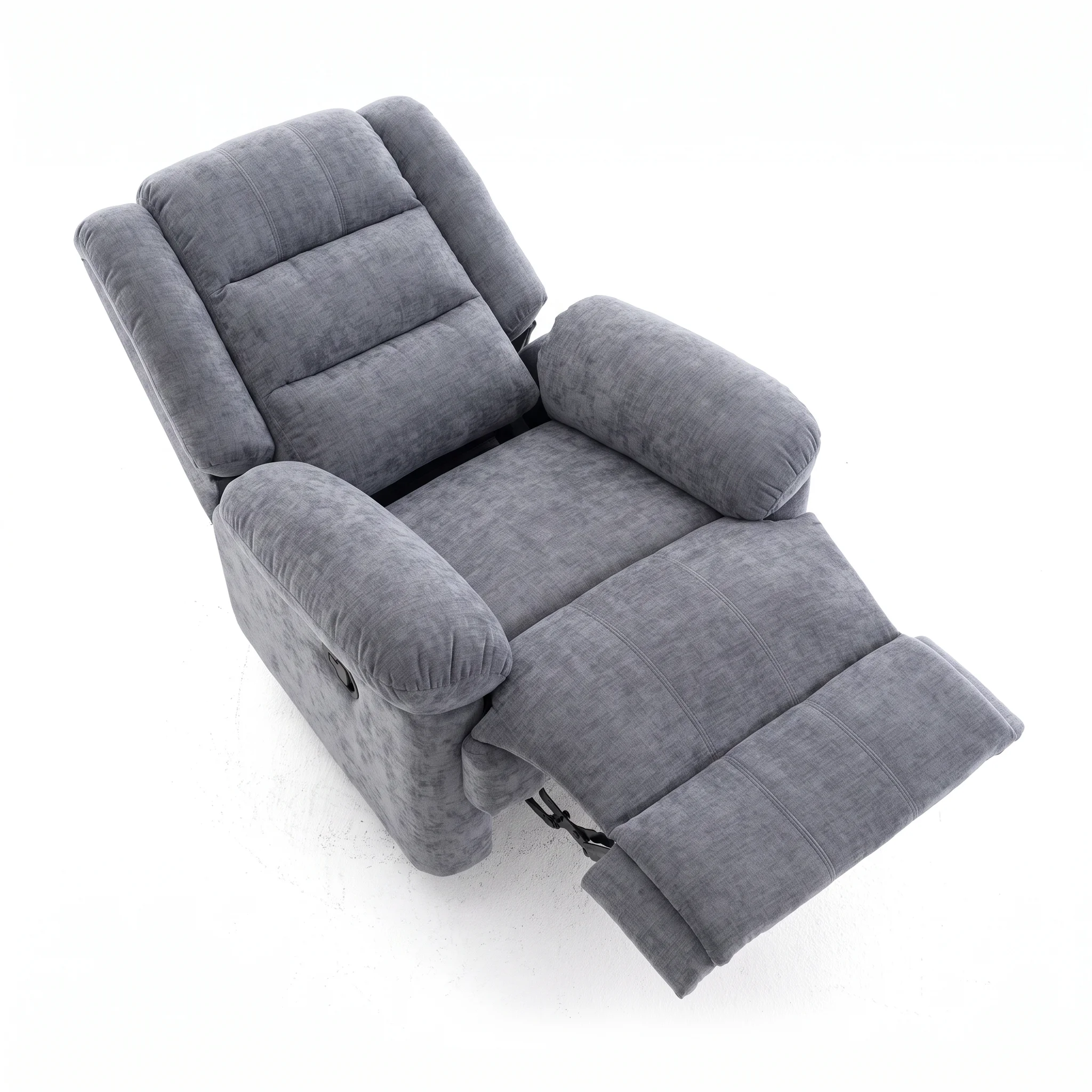 Manuális fekvőfotel, relax fotelágy zsenília szürke szövet (JN-R8053A51)