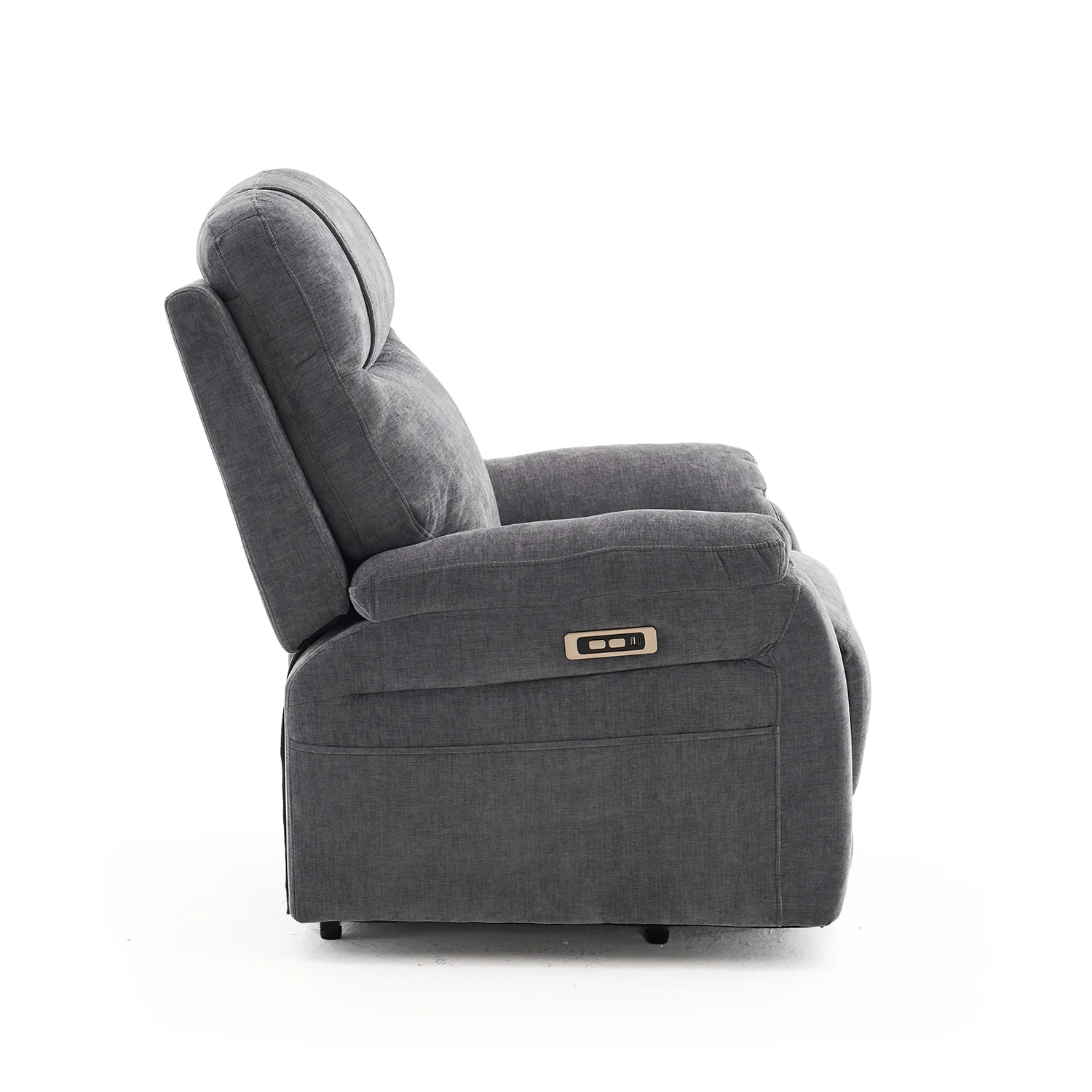 Felállást segítő relax elektromos fekvőfotel, szürke zsenilia szövet (JN-L8016A51)