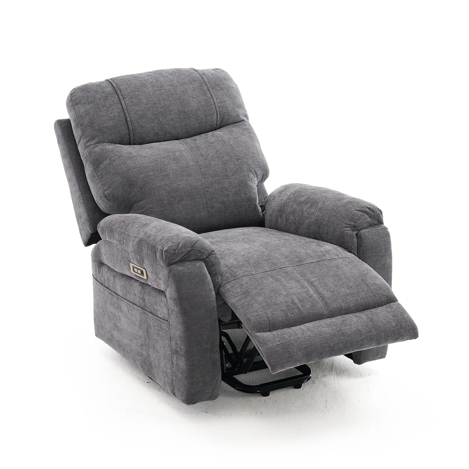 Felállást segítő relax elektromos fekvőfotel, szürke zsenilia szövet (JN-L8016A51)