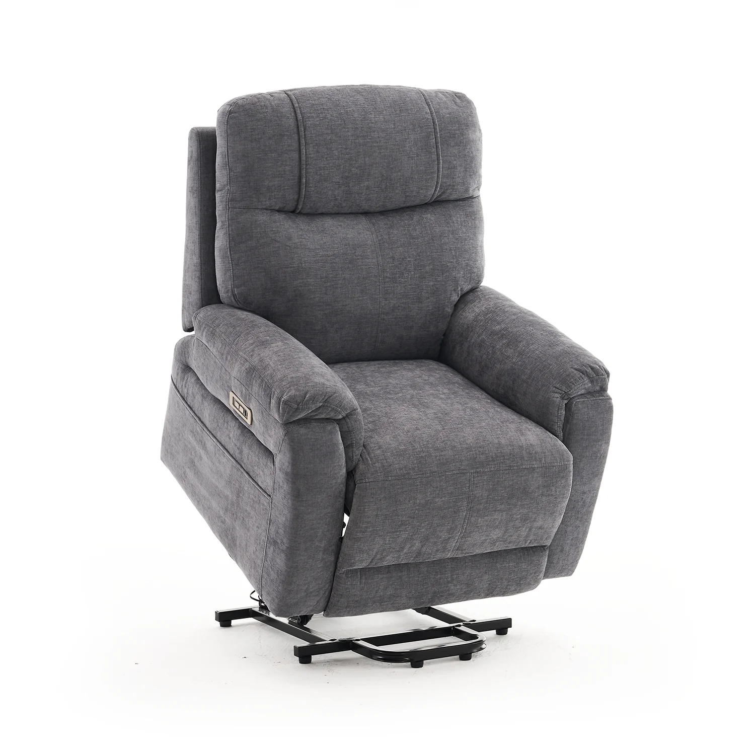 Felállást segítő relax elektromos fekvőfotel, szürke zsenilia szövet (JN-L8016A51)