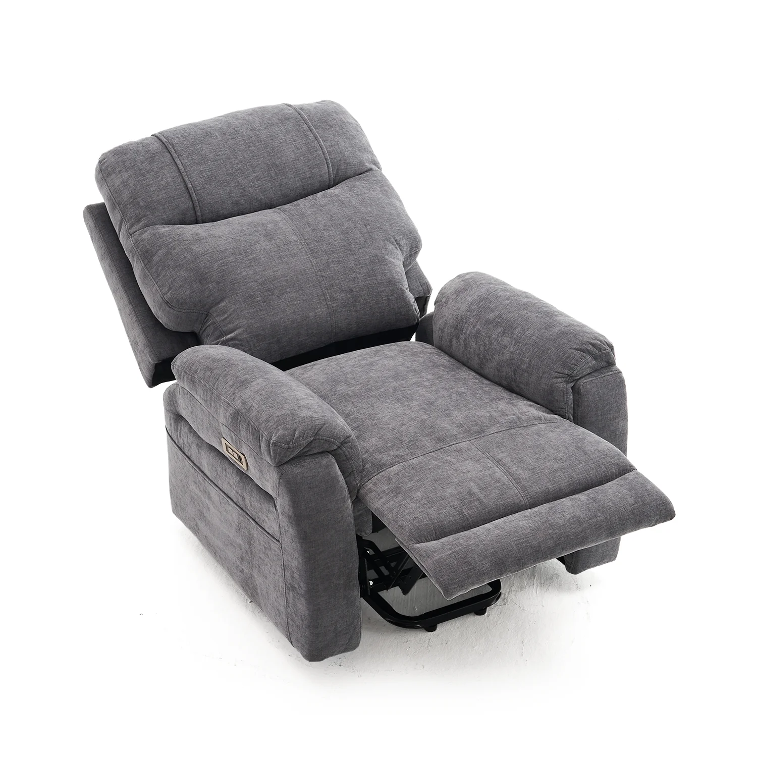 Felállást segítő relax elektromos fekvőfotel, szürke zsenilia szövet (JN-L8016A51)