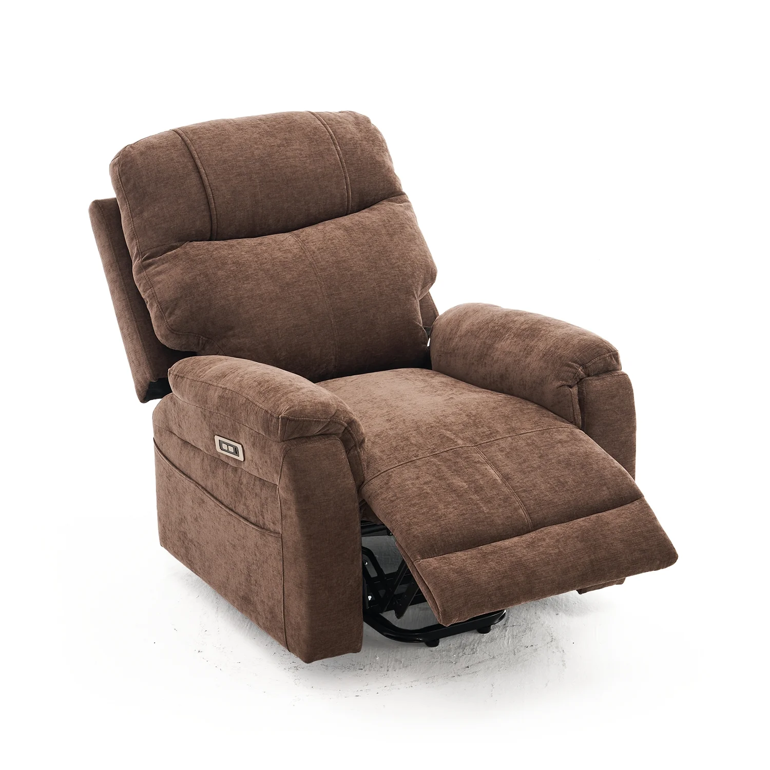 Felállást segítő relax elektromos fekvőfotel, barna zsenilia szövet (JN-L8016A51)