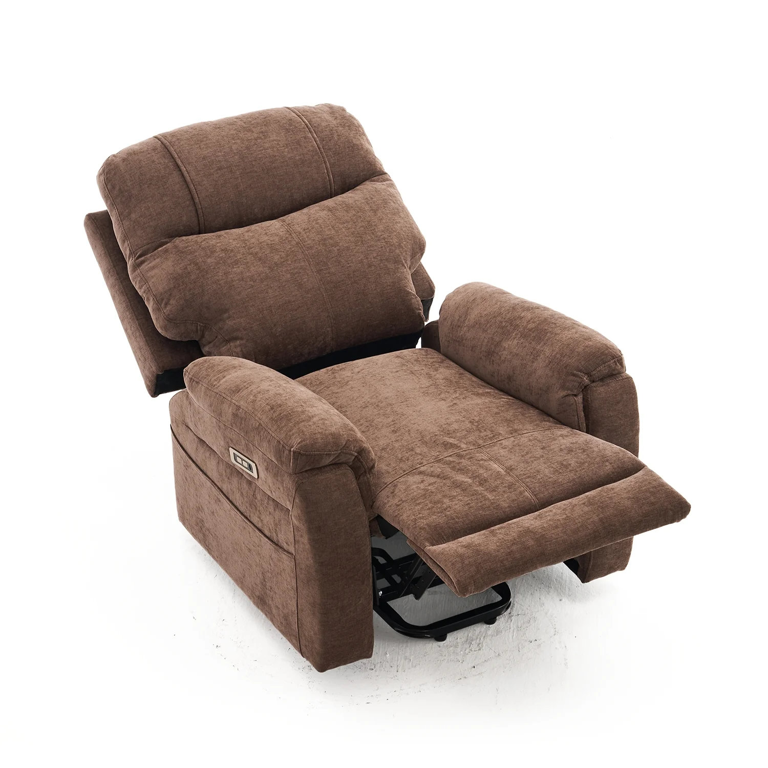 Felállást segítő relax elektromos fekvőfotel, barna zsenilia szövet (JN-L8016A51)
