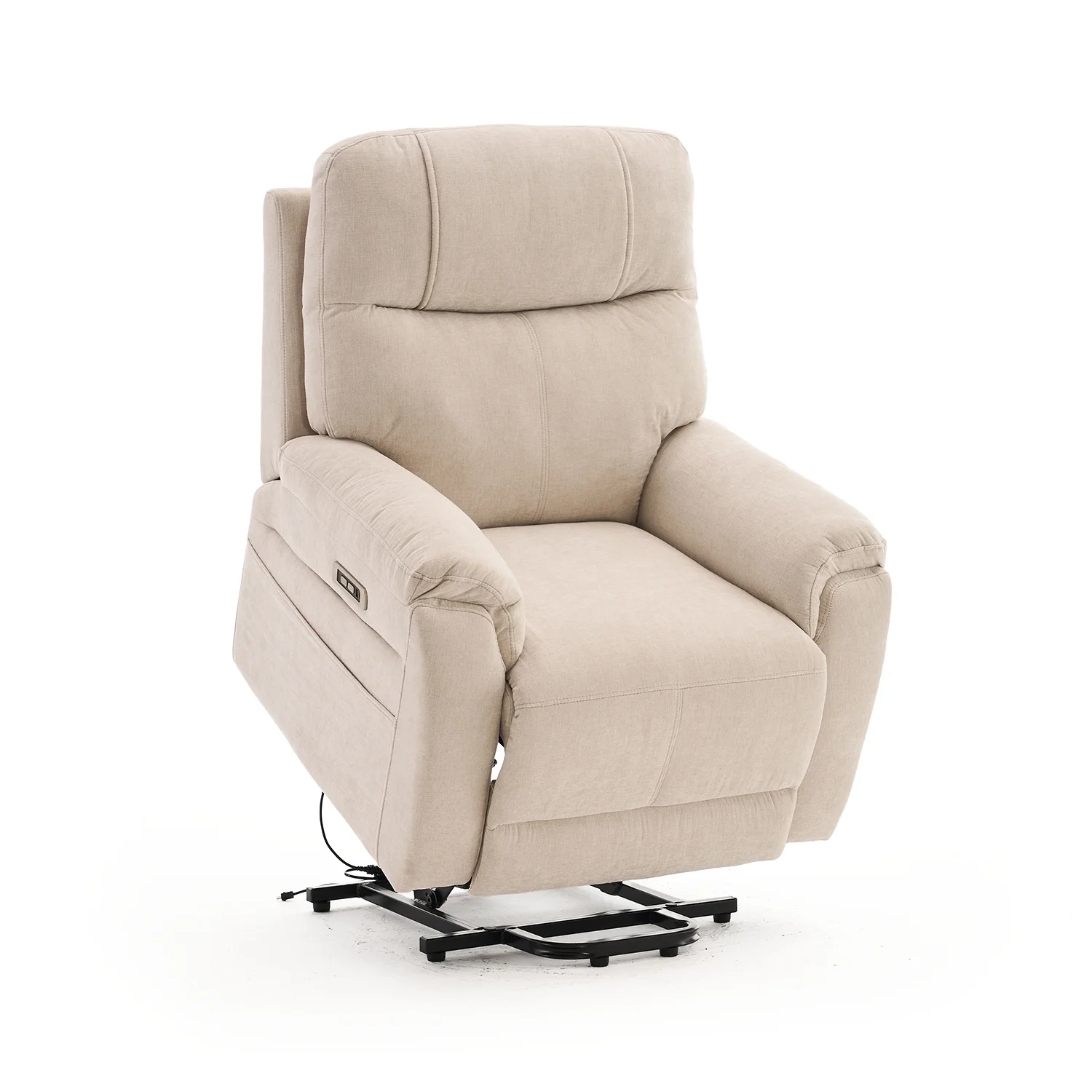 Felállást segítő relax elektromos fekvőfotel, bézs zsenilia szövet (JN-L8016A51)