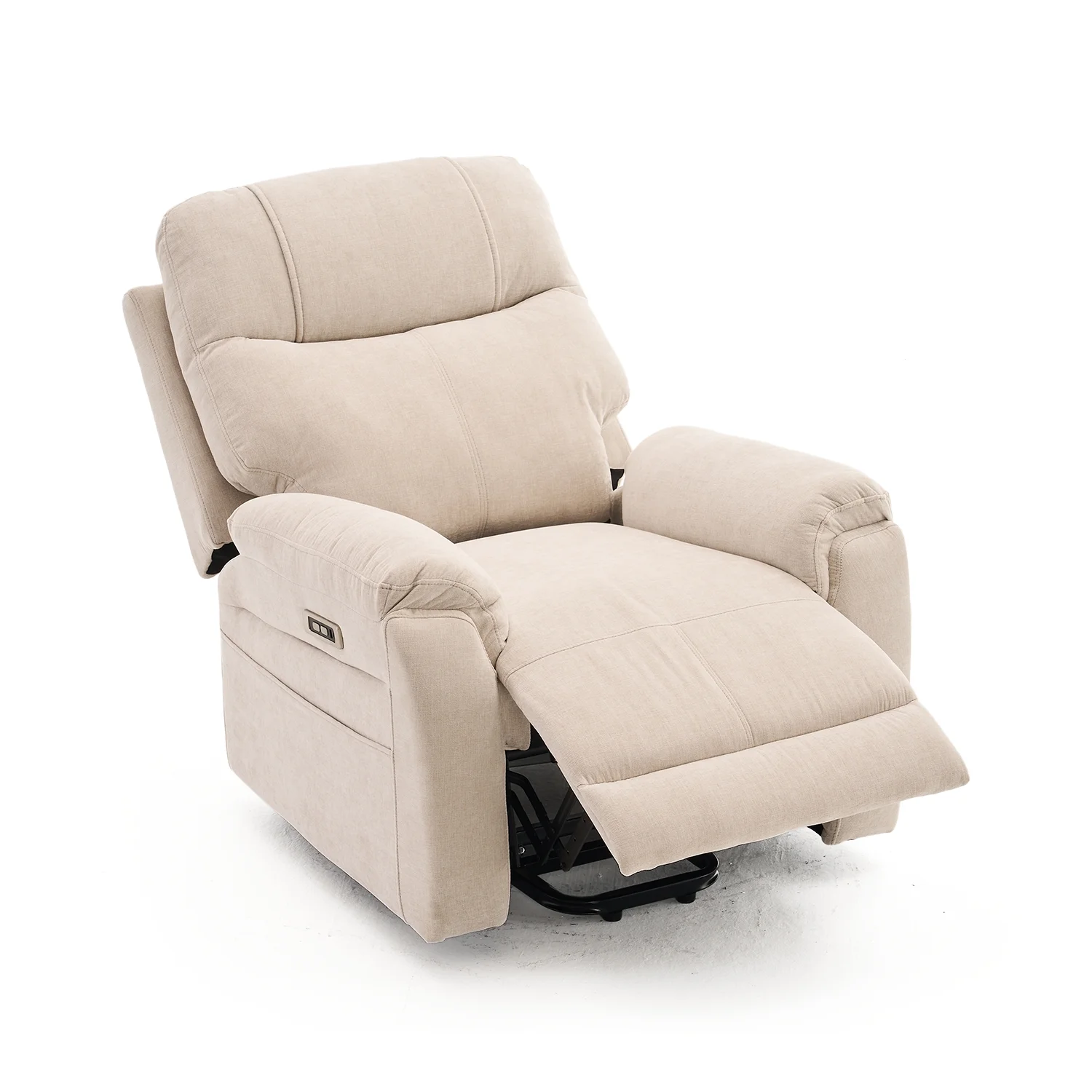 Felállást segítő relax elektromos fekvőfotel, bézs zsenilia szövet (JN-L8016A51)