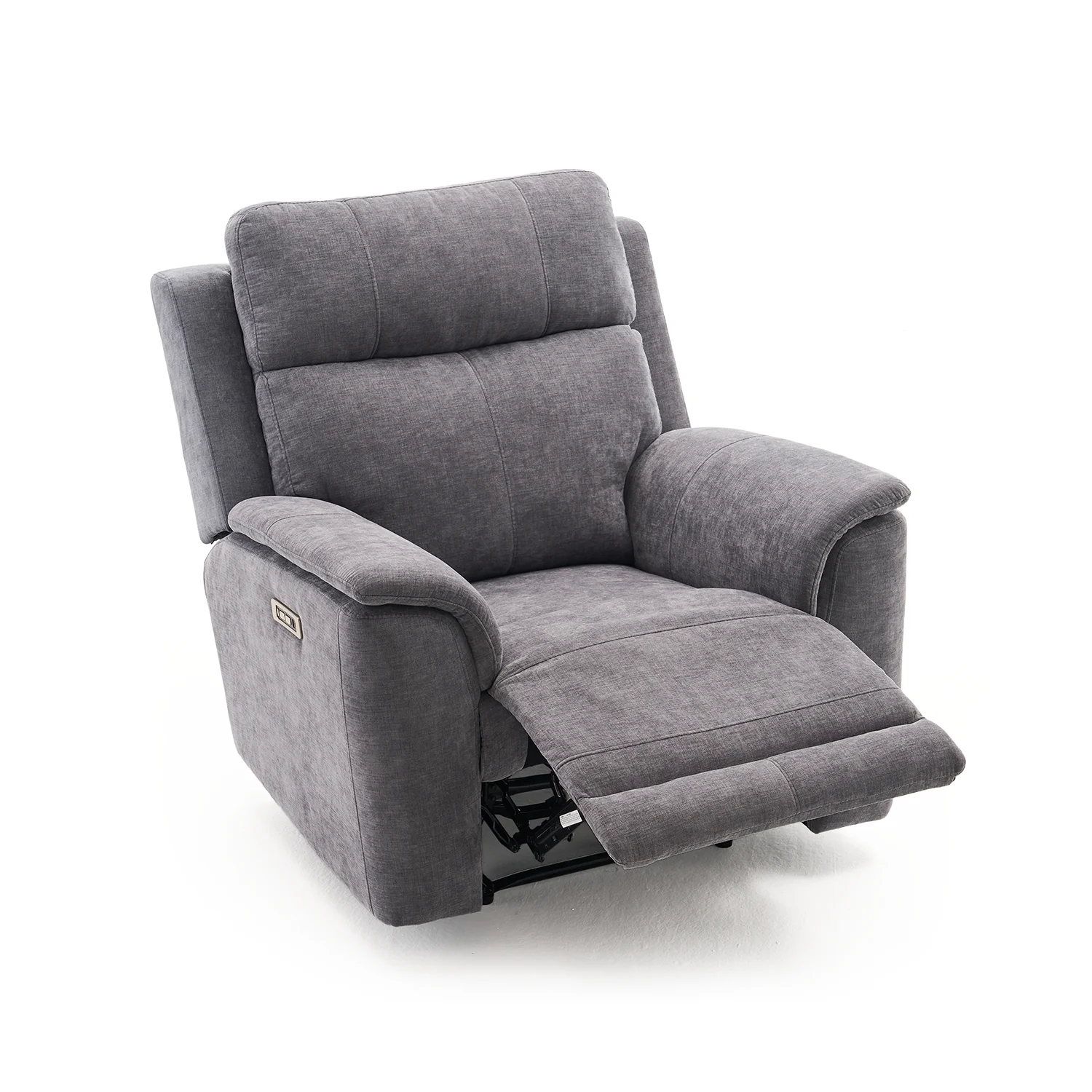 Elektromos relax fekvőfotel, szürke zsenilia szövet (JN-D8013A51)