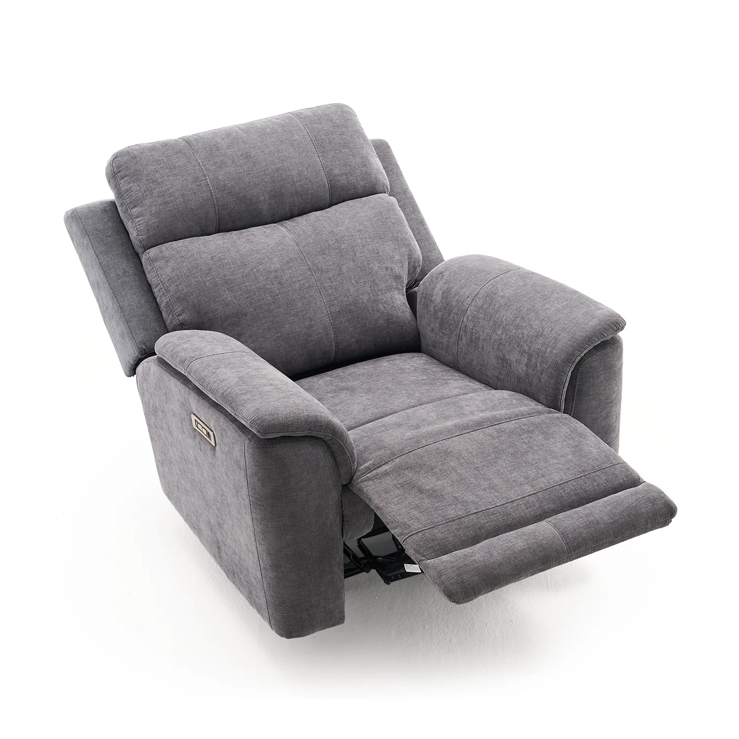 Elektromos relax fekvőfotel, szürke zsenilia szövet (JN-D8013A51)