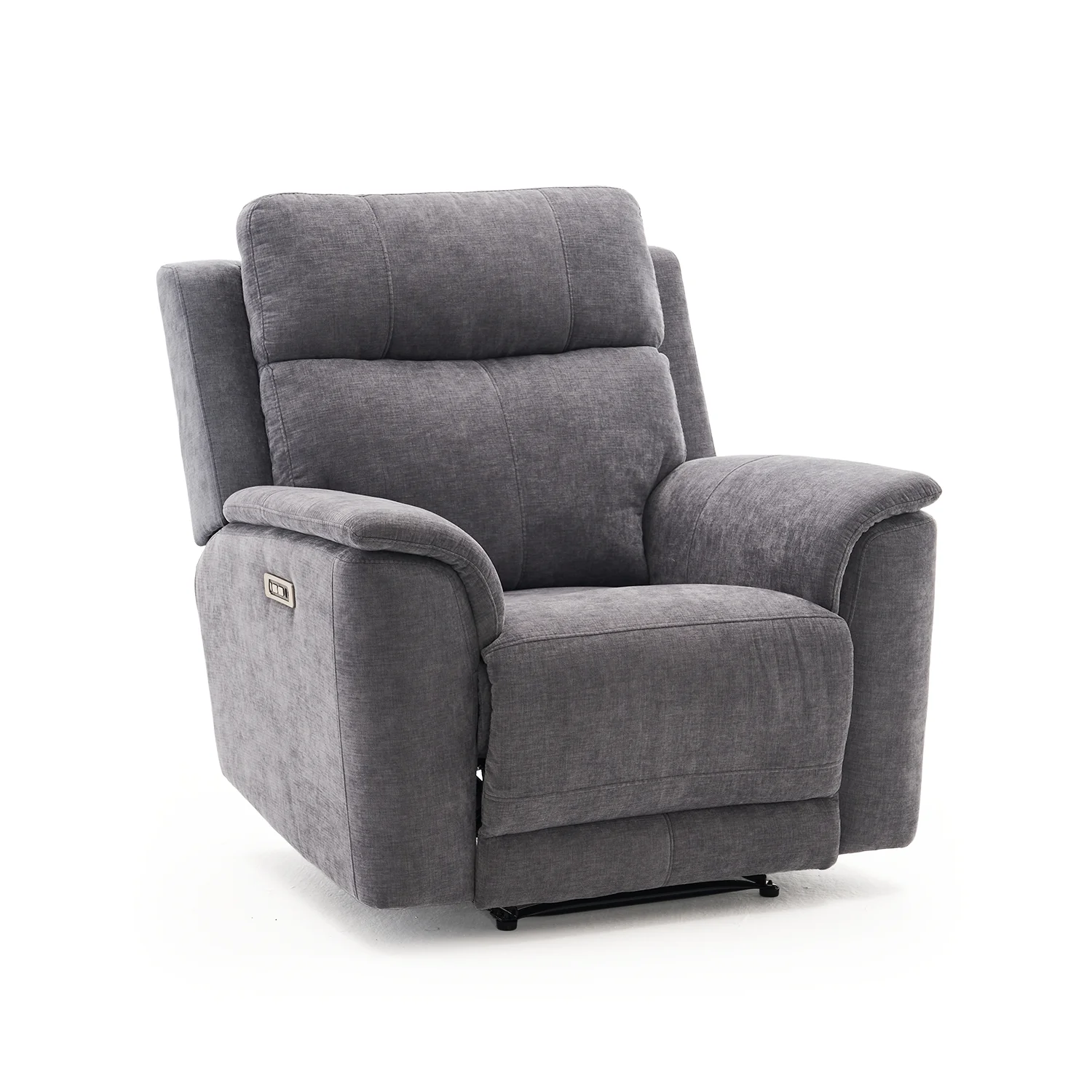 Elektromos relax fekvőfotel, szürke zsenilia szövet (JN-D8013A51)