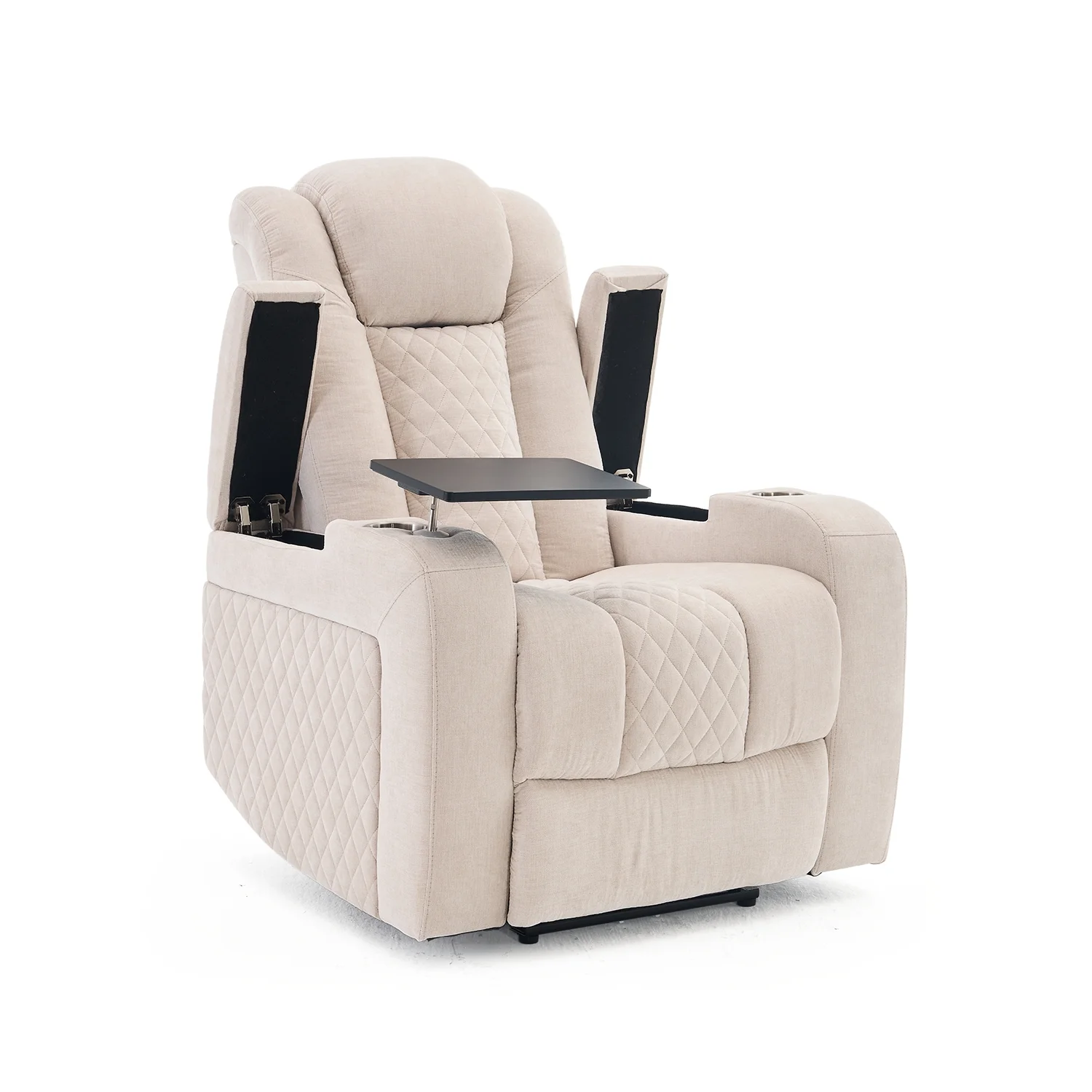 Elektromos, 2 motoros relax fekvőfotel, állítható fejtámlával, bézs zsenilia szövet (JN-DT8112A51) 