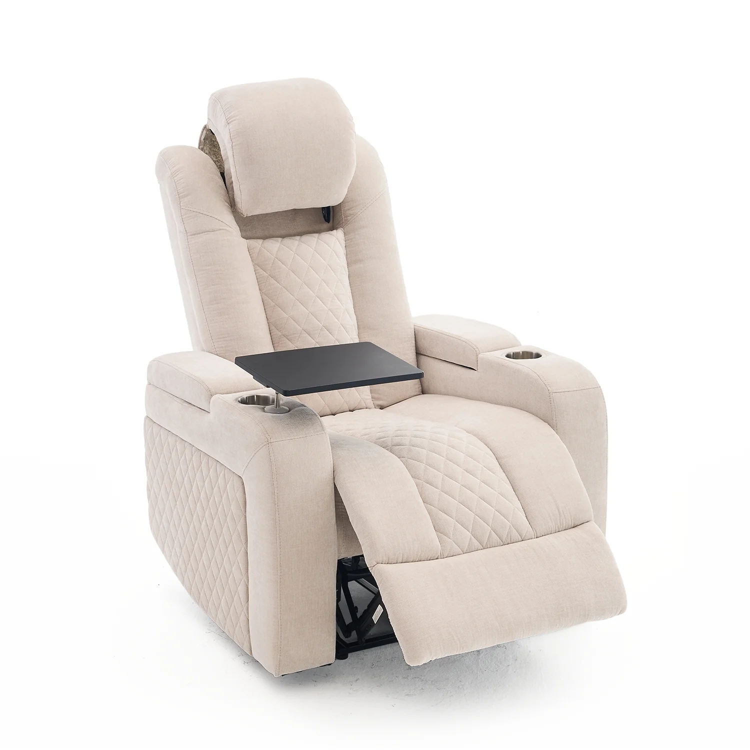 Elektromos, 2 motoros relax fekvőfotel, állítható fejtámlával, bézs zsenilia szövet (JN-DT8112A51) 