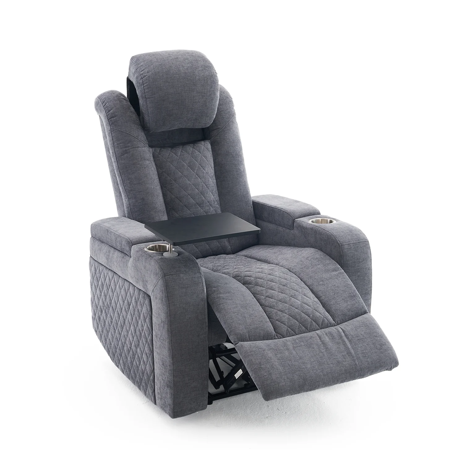 Elektromos, 2 motoros relax fekvőfotel, állítható fejtámlával, szürke zsenilia szövet (JN-DT8112A51) 