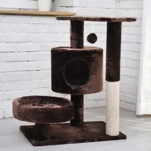 Macskabútor, macskafa többszintes sötétbarna színben 75cm (ST043-BROWN) kaparófa
