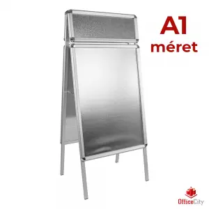 OfficeCity megállító tábla A1 méret fejléccel, alumínium kerettel (MT-A1-SIL-HEAD), fejléces megállítótábla
