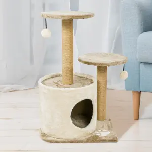 Macskabútor, macskafa többszintes bézs-világosbarna színben 70cm (ST-079-BEIGE-LIGHTBROWN) kaparófa