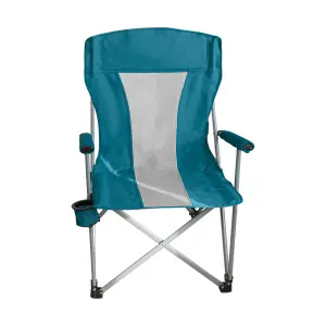 Összecsukható horgász szék, kempingszék kihajtható pohártartóval türkiz (JA1911-97-TURQUOISE)