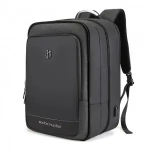 Arctic Hunter 17'' USB-s laptop hátizsák, hátitáska fekete színben vízálló állítható mélység (B00227L-BLACK)