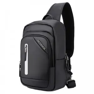 Arctic Hunter USB-s egypántos hátizsák, hátitáska, válltáska fekete színben mintás vízálló (XB130028-BLACK)
