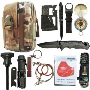 12 az 1-ben túlélőkészlet, katonai túlélő felszerelés terepmintás táskával (outdoor-equipment-12-cp-camo) (W0803-camo)