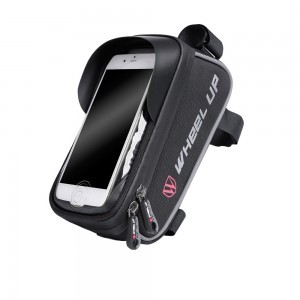 Kerékpárra szerelhető biciklis telefontartó, táska vízálló fekete (B023-BLACK)