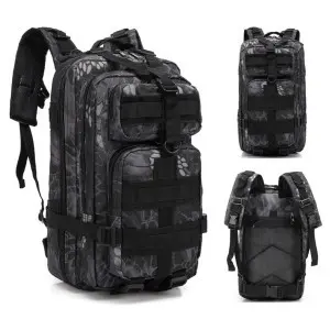 Military hátizsák, túrahátizsák, hátitáska fekete terepmintás katonai (BL008-SNAKE-BLACK)
