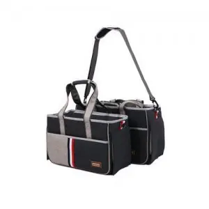 Kisállat hordozó táska, kutya, macska szállítóbox vállpánttal sötétszürke (456-M-DARK-GREY)
