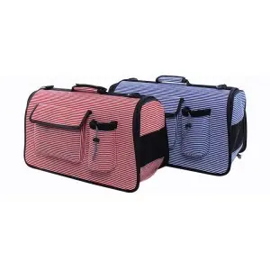 Kisállat hordozó táska, kutya, macska szállítóbox S méret piros csíkos (pet-carrier-5-s-red-striped)