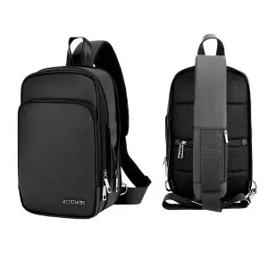 Arctic Hunter USB-s egypántos hátizsák, hátitáska, válltáska fekete színben vízálló (XB000111-2-BLACK)
