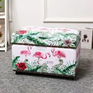 Tároló szék, tárolódoboz, ülőke vintage mintával (storage-stool-4)