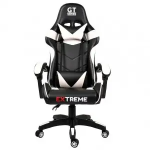 Gamer szék, forgószék fekete-fehér nyak-és derékpárnával (EXTREME-GT-BLACK-WHITE)
