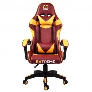 Gamer szék, forgószék barna-sárga nyak-és derékpárnával (EXTREME-GT-CHOKOLATE-YELLOW)