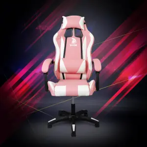 Herná stolička Warrior, otočná stolička ružová (GAMER-BASIC-1-PINK)