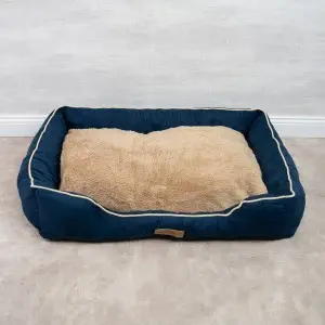 Kutyafekhely, kutyaágy sötétkék L méret (Suededoghouse-navy-l)