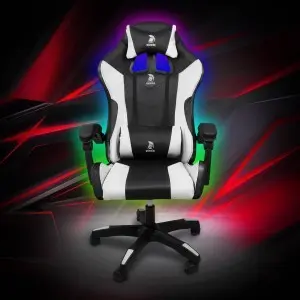 Warrior gamer szék, forgószék fekete-fehér RGB világítással (GAMER-BASIC-3-RGB-WHITE)