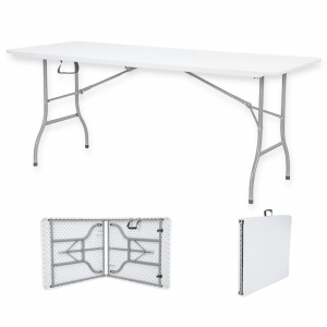Összecsukható kemping asztal, kerti asztal 240x74x74cm fehér (KL-Z240A)