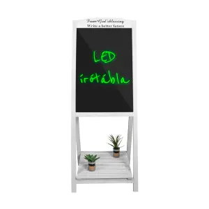 Írható reklámtábla, LED tábla, álló írható tábla fehér kerettel (LED-writing-board-white)