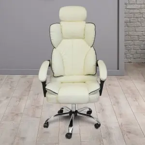 Főnöki irodai szék, forgószék fejtámlával bézs (JM808-BEIGE-7)