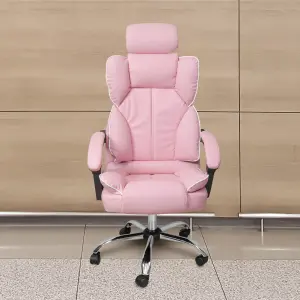 Főnöki irodai szék, forgószék fejtámlával rózsaszín (JM808-PINK-7)