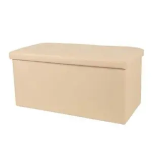Ülésre alkalmas tárolódoboz, ülőke műbőr bézs (storage-box-76-pu-beige)