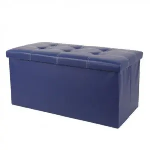 Ülésre alkalmas tárolódoboz, ülőke műbőr sötétkék (storage-box-76-pu-darkblue)