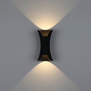 Kültéri fali LED lámpa 10W fekete színű IP65 vízálló 3000K meleg fényű (1002-2-BLACK-3000K)