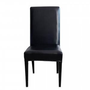 Poťah na stoličku, 2 ks čierna elastická umelá koža (CC144-28)