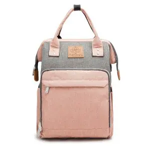 BaBee pelenkázó hátizsák, hátitáska, pelenkázótáska rózsaszín-szürke színben (BABEE-M3-PINK-GREY)