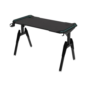 Gamer asztal, íróasztal LED világítással, alumínium, fekete 140*60*74 cm (gaming-desk-3)