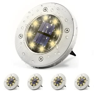 Kültéri napelemes LED lámpa, kerti világítás IP65 vízálló 3500K meleg fényű 4db-os kiszerelés (ZY-1028-8LED-WARM)