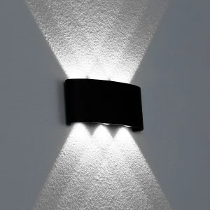 Kültéri fali LED lámpa 6W fekete színű IP65 vízálló 6000K hideg fényű (1042-6-BLACK-6000K)