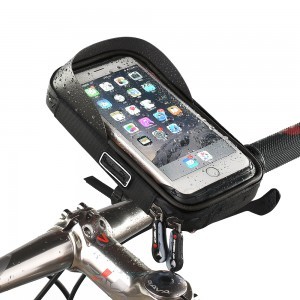 Kormányra szerelhető biciklis telefontartó, táska vízálló fekete (B17C-BLACK)