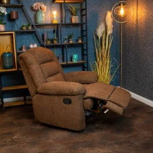 Fekvőfotel, relax fotelágy dönthető háttámlával, lábtartóval barna szövet (8002-BROWN)