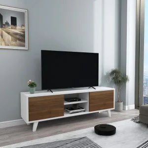 TV szekrény, TV állvány, POLLUX, fehér-fenyő színben